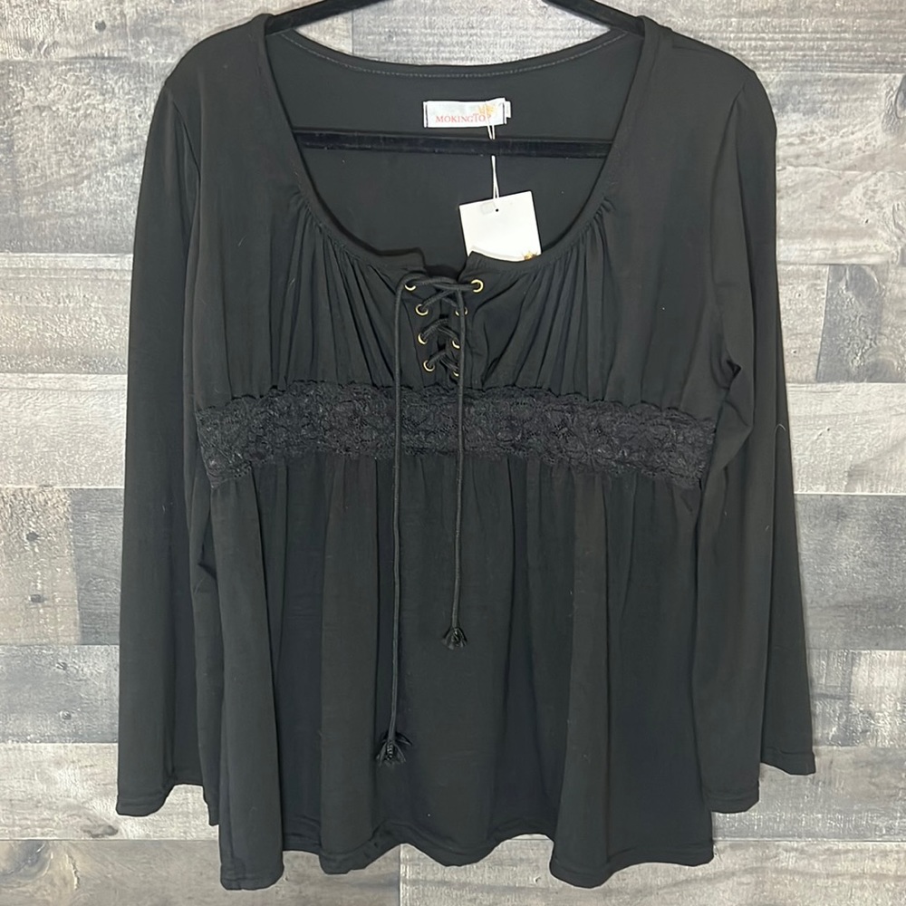 New Black MokingTop Blouse